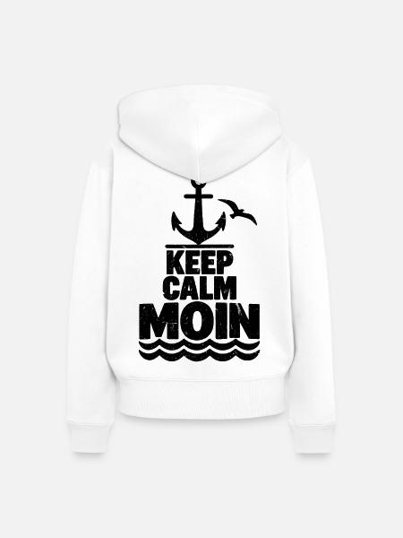 Keep Calm Moin – Maritimer Grunge Look - Frauen Premium Bio Zip Hoodie - Weiß
