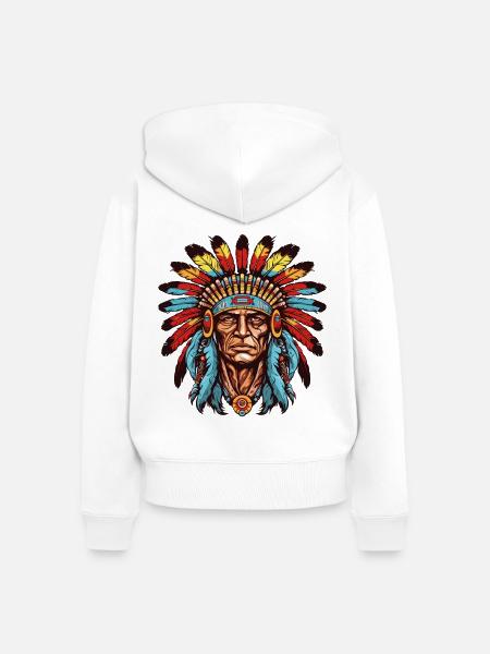 Portrait Indianer Native American - Frauen Premium Bio Zip Hoodie - Weiß
