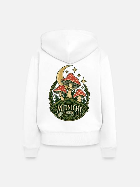Midnight Mushroom Club - Frauen Premium Bio Zip Hoodie - Weiß