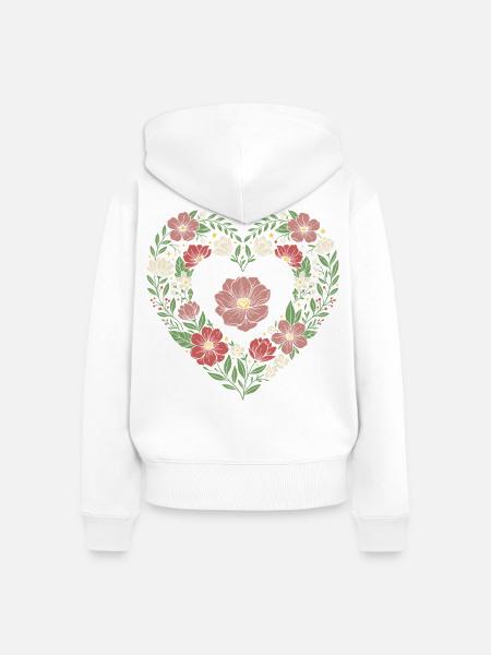 Floral Heart Wildblumen-Design - Frauen Premium Bio Zip Hoodie - Weiß