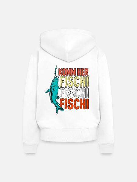 Komm her Fischi Fischi - Frauen Premium Bio Zip Hoodie - Weiß