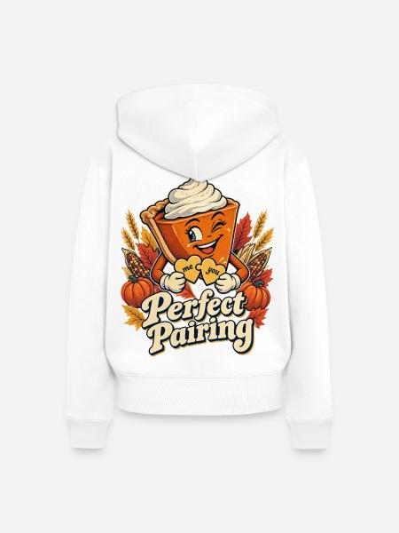 Thanksgiving Perfect Pairing Kürbiskuchen - Frauen Premium Bio Zip Hoodie - Weiß