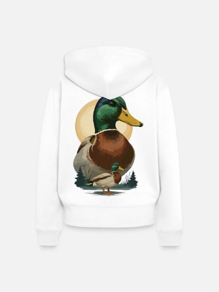 Duo Ente im Abendlicht - Frauen Premium Bio Zip Hoodie - Weiß