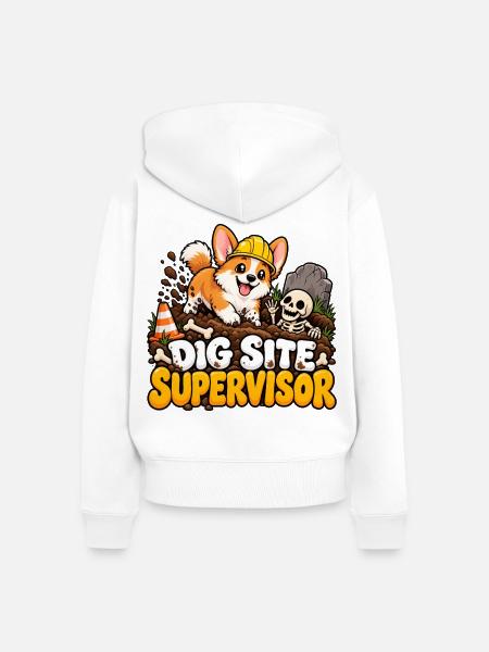 Baugrubenchef Hund - Frauen Premium Bio Zip Hoodie - Weiß