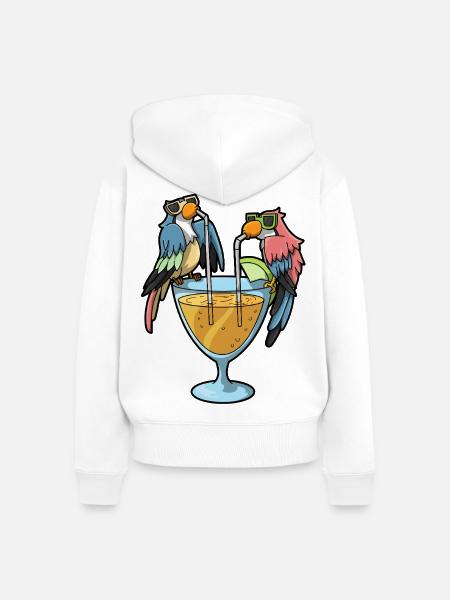 Papageien Cocktail Humor - Frauen Premium Bio Zip Hoodie - Weiß