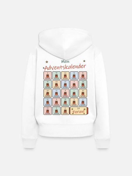 Adventskalender Schoki für Schulkinder - Frauen Premium Bio Zip Hoodie - Weiß