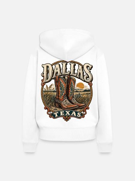 Texas Dallas Cowboy Stiefel - Frauen Premium Bio Zip Hoodie - Weiß