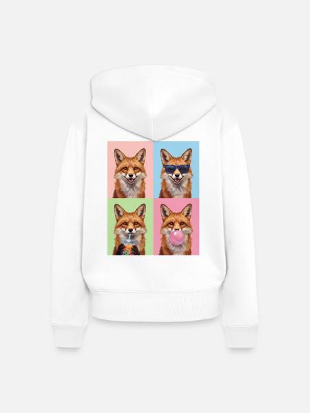 Füchse Fuchs - Frauen Premium Bio Zip Hoodie - Weiß