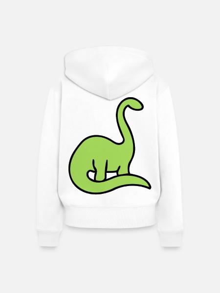 Lime Dino Silhouette auf Schwarz - Frauen Premium Bio Zip Hoodie - Weiß