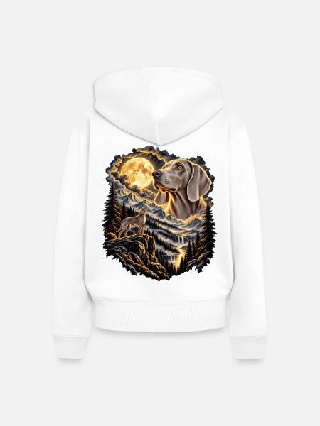 Hundefreunde Vollmond Hundemotiv - Frauen Premium Bio Zip Hoodie - Weiß