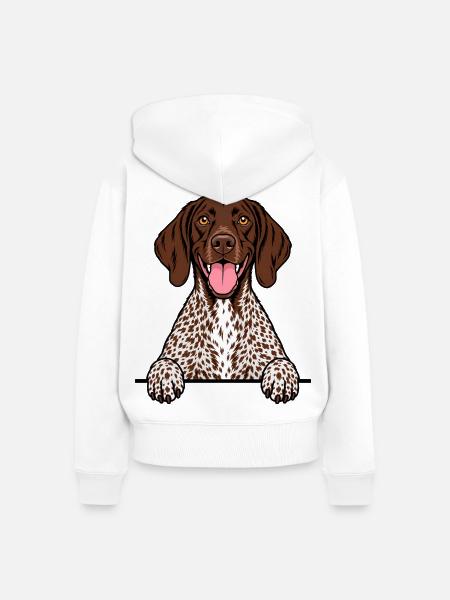 Deutsch Kurzhaar - Frauen Premium Bio Zip Hoodie - Weiß