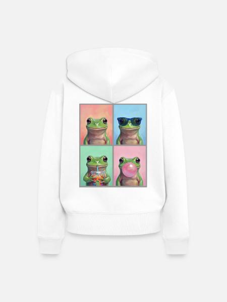Frösche Frosch - Frauen Premium Bio Zip Hoodie - Weiß