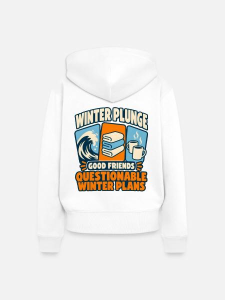 Winter Sprung Kaltwasser-challenge Schwimmfinisher - Frauen Premium Bio Zip Hoodie - Weiß