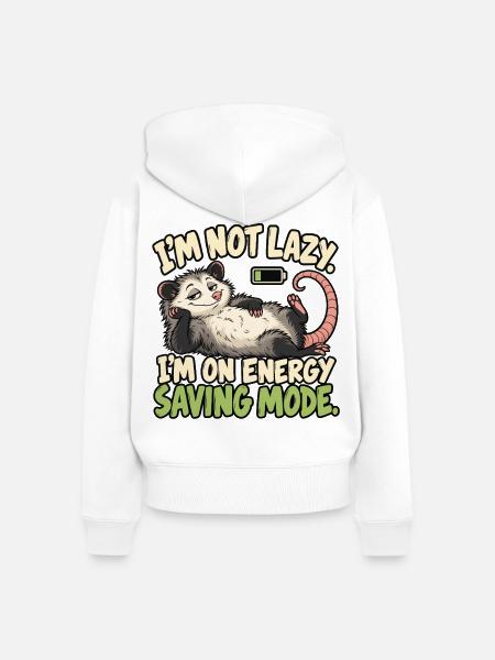 Ich bin nicht faul Energiesparmodus - Frauen Premium Bio Zip Hoodie - Weiß