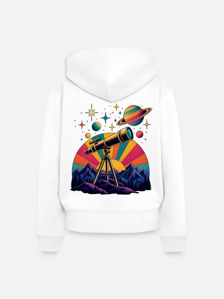 Teleskop Astronomie – Sternenhimmel - Frauen Premium Bio Zip Hoodie - Weiß
