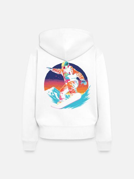 90er Jahre Snowboarder - Frauen Premium Bio Zip Hoodie - Weiß