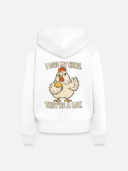 Hennenliebe: freches Huhn - Frauen Premium Bio Zip Hoodie - Weiß
