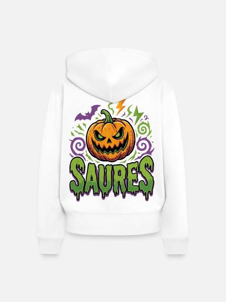 Saures Halloween - Frauen Premium Bio Zip Hoodie - Weiß
