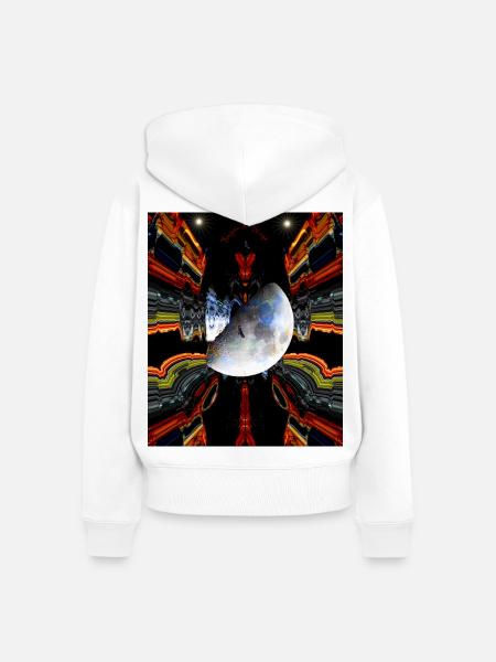 Mond im Neon Muster Design - Frauen Premium Bio Zip Hoodie - Weiß