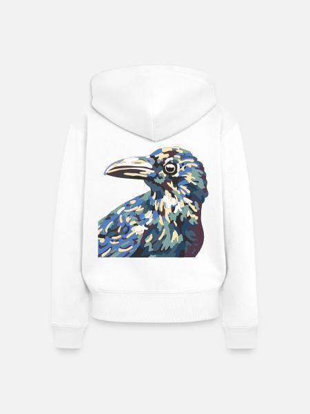Kaleidoskop-Rabe Farbexplosion - Frauen Premium Bio Zip Hoodie - Weiß
