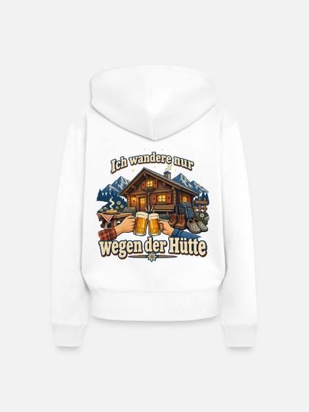 Wandern Hüttentour Hüttenabend Berghütte - Frauen Premium Bio Zip Hoodie - Weiß