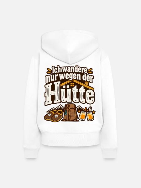 Wandern Berghütte Hüttenabend Wanderer - Frauen Premium Bio Zip Hoodie - Weiß