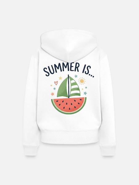 Summer Is Watermelon Segelboot Sommer - Frauen Premium Bio Zip Hoodie - Weiß