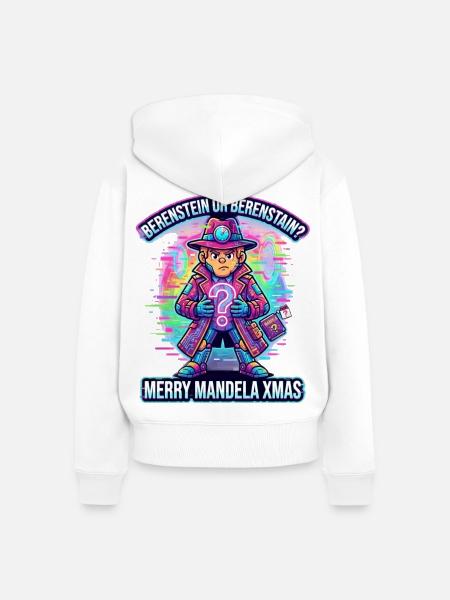 Mandela Xmas Neon Detective - Frauen Premium Bio Zip Hoodie - Weiß