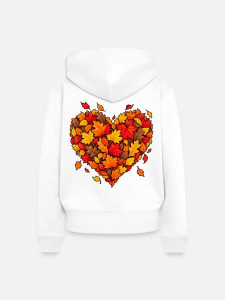 Herz aus Herbstlaub - Frauen Premium Bio Zip Hoodie - Weiß