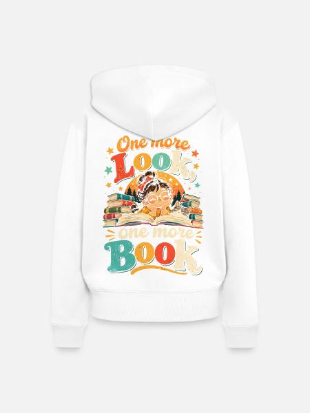 Noch ein Blick, noch ein Buch - Frauen Premium Bio Zip Hoodie - Weiß