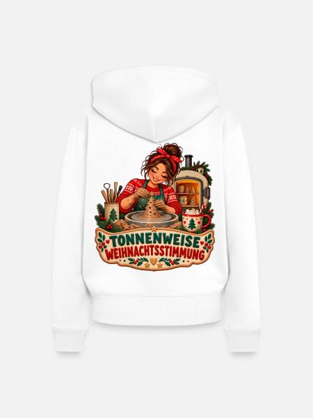 Weihnachtsstimmung beim Töpfern - Frauen Premium Bio Zip Hoodie - Weiß