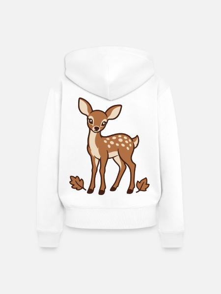 Niedliche Rehkitz-Herbstblätter - Frauen Premium Bio Zip Hoodie - Weiß
