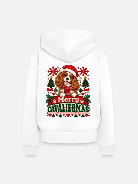 Cavalier King Charles Spaniel - Weihnachten - Frauen Premium Bio Zip Hoodie - Weiß