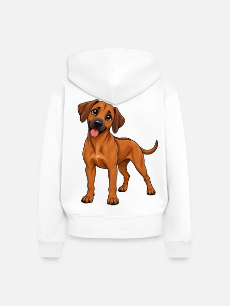 Rhodesian Ridgeback im Kawaii Style - Frauen Premium Bio Zip Hoodie - Weiß