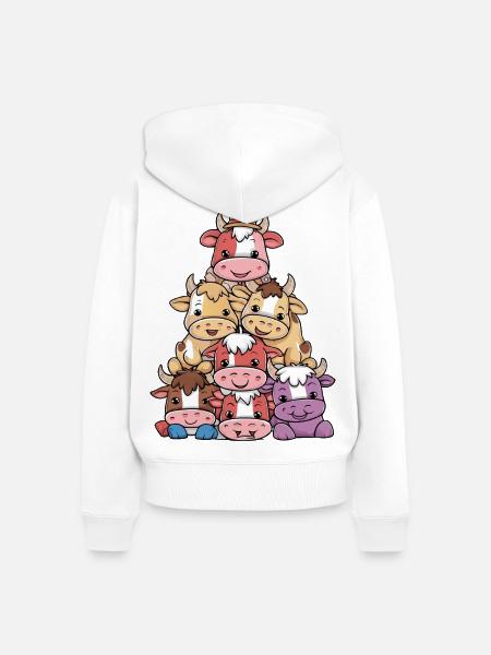 Pyramide der niedlichen Kühe Cartoon - Frauen Premium Bio Zip Hoodie - Weiß