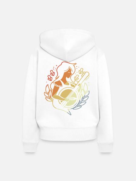 Comic Art Banjospielerin - Frauen Premium Bio Zip Hoodie - Weiß