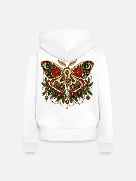 Weihnachtsmotten-Weihnachtssternstern-Himmelsdesign - Frauen Premium Bio Zip Hoodie - Weiß