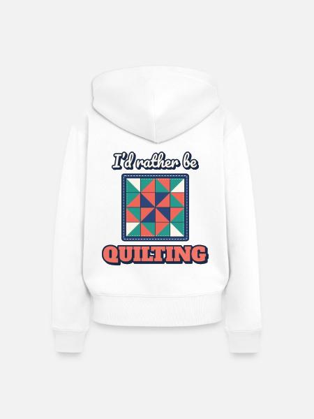 Ich würde lieber quilten - Frauen Premium Bio Zip Hoodie - Weiß