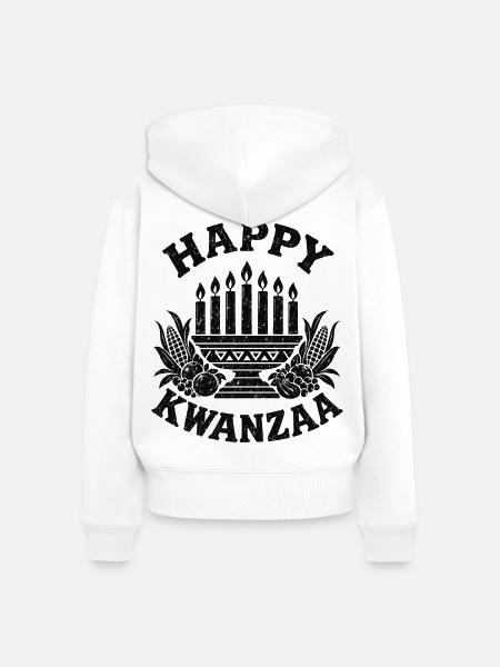 Kwanzaa Kerzenkuchen Fest - Frauen Premium Bio Zip Hoodie - Weiß