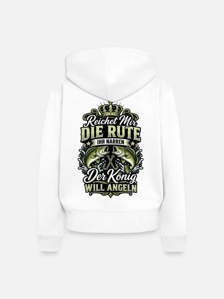 Der König Will Angeln Fischmotiv - Frauen Premium Bio Zip Hoodie - Weiß