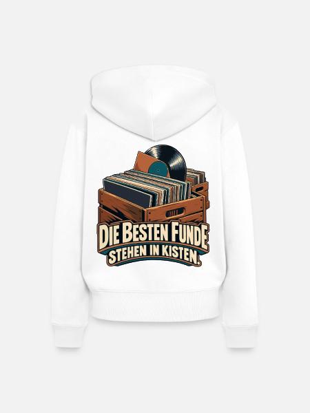 Vinyl Schätze in Holzkiste - Frauen Premium Bio Zip Hoodie - Weiß