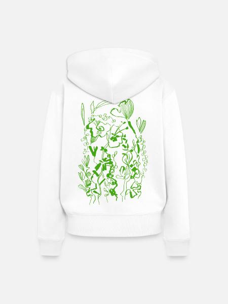 GRÜNE BLUMEN - Frauen Premium Bio Zip Hoodie - Weiß