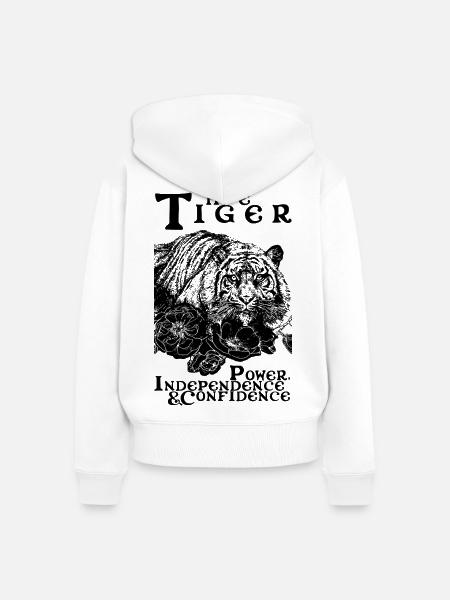 DER TIGER - Frauen Premium Bio Zip Hoodie - Weiß