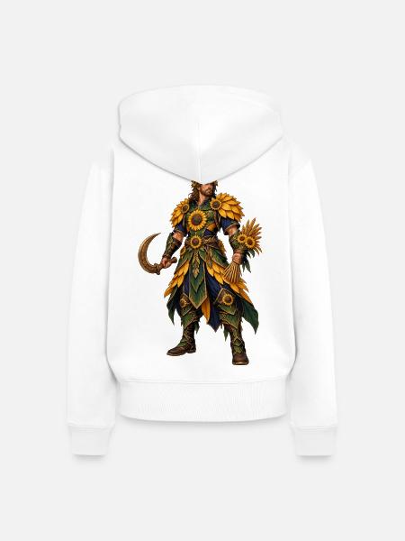 Sonnenkrieger mit Sonnenblumenrüstung - Frauen Premium Bio Zip Hoodie - Weiß