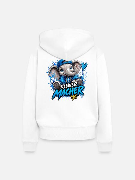 Kleiner Macher Elefant - Frauen Premium Bio Zip Hoodie - Weiß