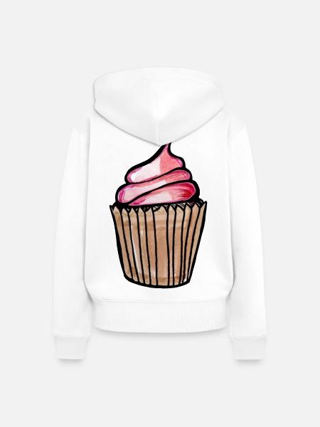 Cupcake-Wirbel-Skizze auf Schwarz - Frauen Premium Bio Zip Hoodie - Weiß