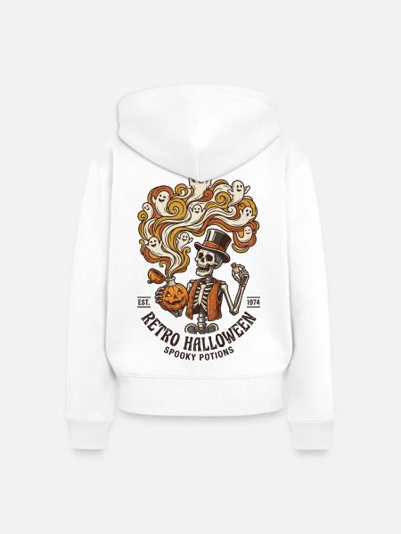 Retro Halloween Skelett-Gruseltränke - Frauen Premium Bio Zip Hoodie - Weiß