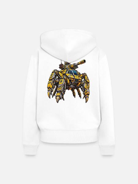 Schlacht-Worn_Spider_Tank_Mech - Frauen Premium Bio Zip Hoodie - Weiß