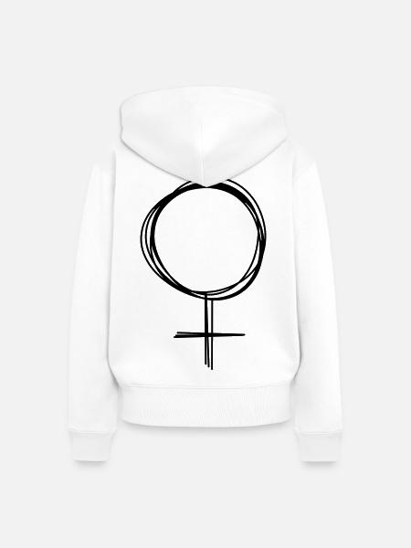 Weiblich Zeichen handgezeichnet - Frauen Premium Bio Zip Hoodie - Weiß