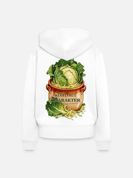 Kohl mit Charakter - Fermentation Design - Frauen Premium Bio Zip Hoodie - Weiß